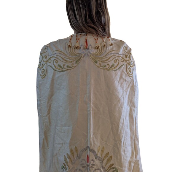 Chinese Wedding Cloak Traditional Cape Embroidered Beaded Ivory Shawl Xiuhe Veil - Picture 3 of 10